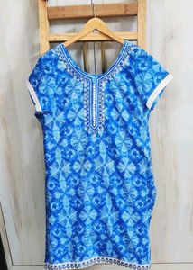 Blue Printed Cotton Kurta size-46-48