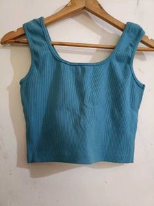 Teal Blue Ribbed Top