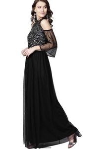 Street 9 Black Silver sequins Dress Maxi