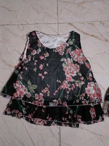 Floral Chiffon Crop Top Set