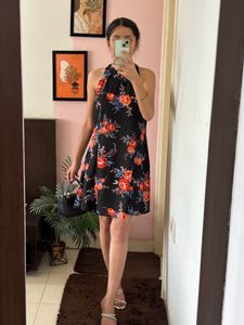Floral Black Dress Size M