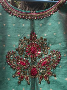 Teal Green With Maroon Dupatta Kurta Set