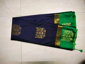 Elegant Navy Blue &amp; Green Saree