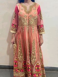 PINK HEAVY WORK PARTY WEAR GOWN