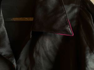 Black Satin Shirt with Purple Detailing