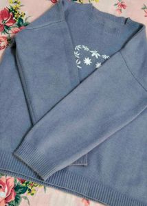 Floral Embroidered Pullover Sweater Oversized