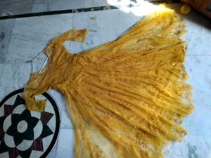 Elegant Gold Butterfly Anarkali Kurti