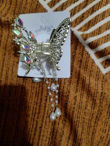 2 Crystal Butterfly Hair Claw Clip