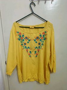 Yellow Embroidered Top