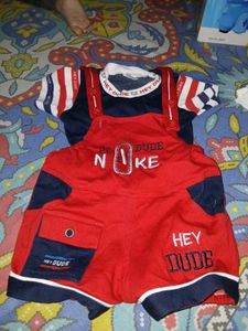 Baby Dungree Dress And Net Baniyan For Boys Combo