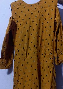 Mustard Yellow Heart Print Dress