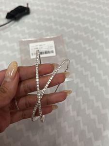 Silver Rhinestone Hoop Earrings (newme asia)