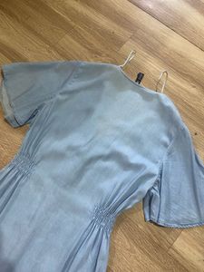 Light Wash Denim Button-Down Midi Dress
