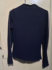 Navy Blue SHEIN Ribbed Long Sleeve Top 👚✨