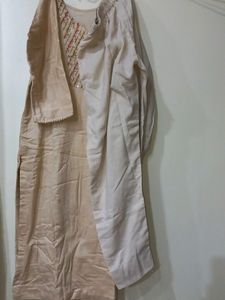 Glace Cotton, Sikvens Work, Round Neck, Pent Length 35,A Beautiful Organza Dupata