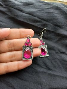 Hot Pink Stone Earrings