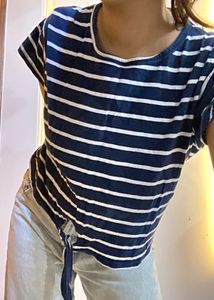 Striped Tie-Front Tee