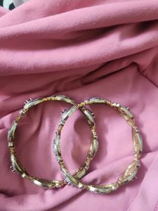 Elegant Silver &amp; Ruby Bangle Set