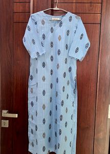 Ethnic Printed Kurta Powder Blue