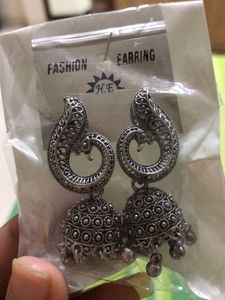 Oxidised Silver Peacock Mini Jhumkis