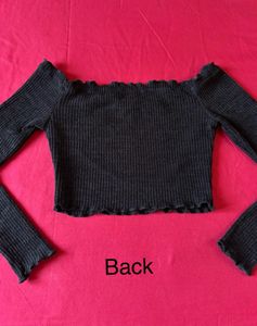 Shein Black Off-Shoulder Crop Top