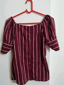 Striped Bardot Top