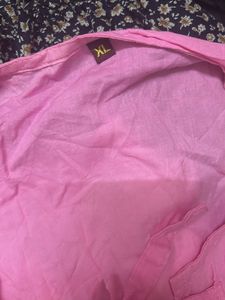 Pink Puff Sleeve Front Tie Top