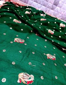 Heavy Embroidery luxury Saree😍🩵