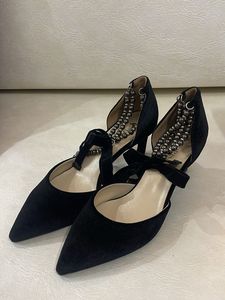 Black Heels with Silver Embellishments