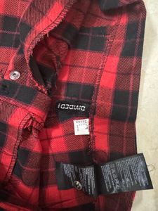 Red Plaid Flared Pants