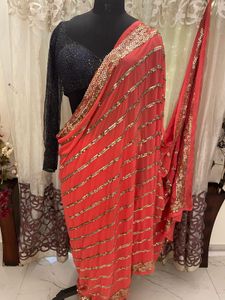 Elegant Coral Saree