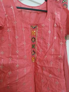 Coral Red Kurta Dupatta Set