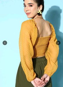 Mustard Sheer Crop Top