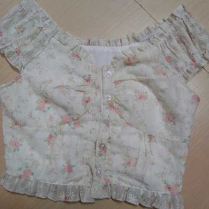 Floral Off-Shoulder Ruffle Top