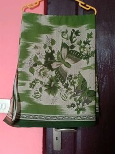 Green Floral Butterfly Print  Saree