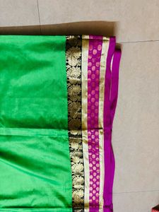 Green &amp; Pink Saree with Blouse