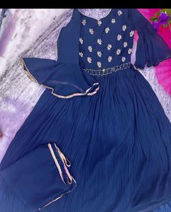Navy Blue Full Flare Gown