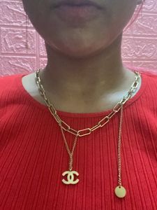 Chanel Logo Multilayer Y2K Chain Necklace