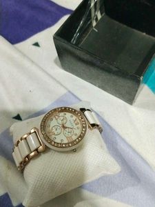 White And Golden Watch
