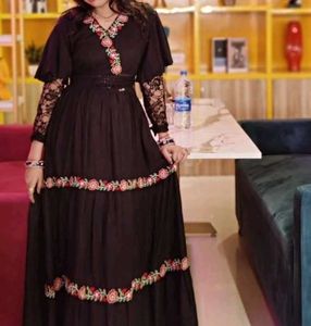 Elegant Black Embroidered Maxi Dress