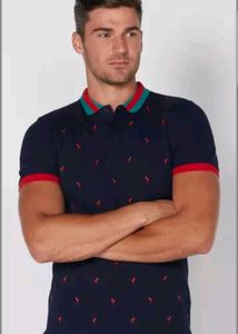 Splash Flamingo Print Polo T-Shirt- M size