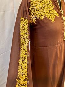 Brown Embroidered Anarkali Dress