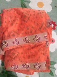 Orange Printed Saree