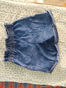 Blue Denim High-Waisted Shorts