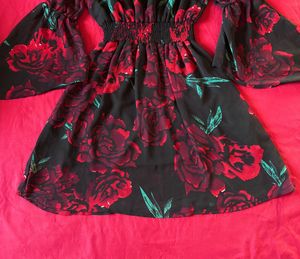 AASK Black &amp; Red Floral Printed Mini Dress