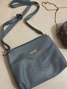 Quilted Grey Crossbody Bag Set