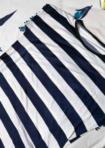 Women Blue Nylon White Striped Top