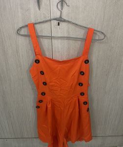 Orange Button Romper