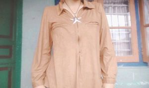 Y2k Brown Half Zipped Top
