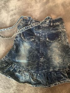 Denim Skirt with Straps